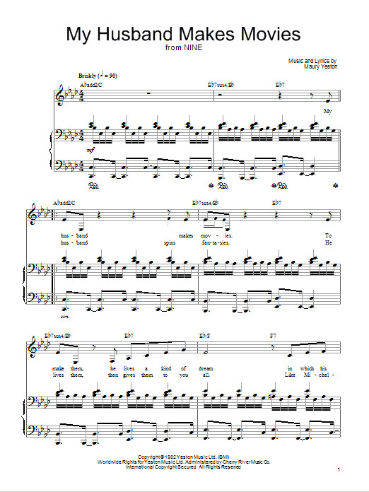 Download Maury Yeston My Husband Makes Movies Sheet Music and learn how to play Piano, Vocal & Guitar (Right-Hand Melody) PDF digital score in minutes
