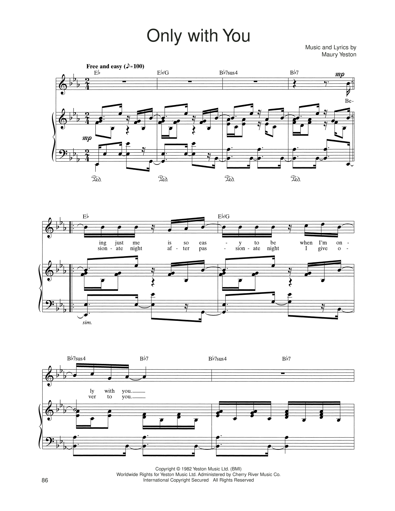 Download Maury Yeston Only With You (from Nine) Sheet Music and learn how to play Piano, Vocal & Guitar Chords (Right-Hand Melody) PDF digital score in minutes