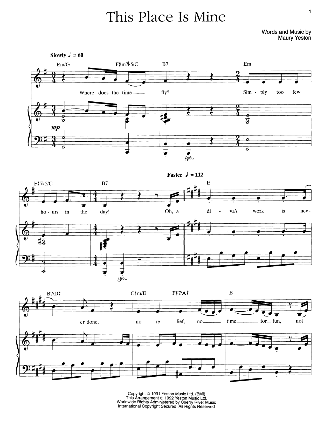 Download Maury Yeston This Place Is Mine Sheet Music and learn how to play Piano & Vocal PDF digital score in minutes