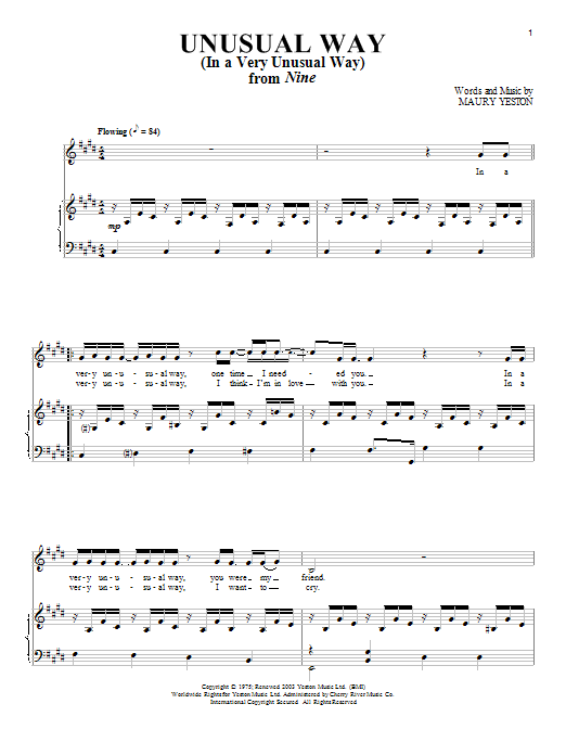 Download Maury Yeston Unusual Way Sheet Music and learn how to play Voice PDF digital score in minutes