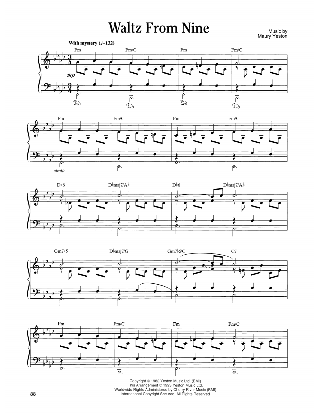 Download Maury Yeston Waltz From Nine (from Nine) Sheet Music and learn how to play Piano Solo PDF digital score in minutes