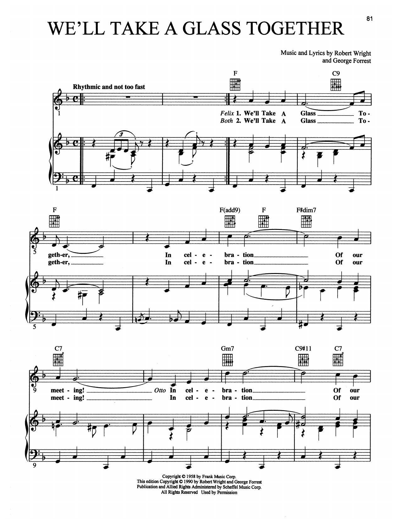 Download Maury Yeston We'll Take A Glass Together (from Grand Hotel: The Musical) Sheet Music and learn how to play Piano, Vocal & Guitar Chords (Right-Hand Melody) PDF digital score in minutes