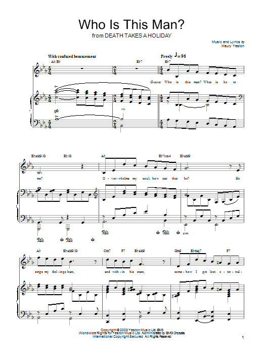 Download Maury Yeston Who Is This Man? Sheet Music and learn how to play Piano, Vocal & Guitar (Right-Hand Melody) PDF digital score in minutes