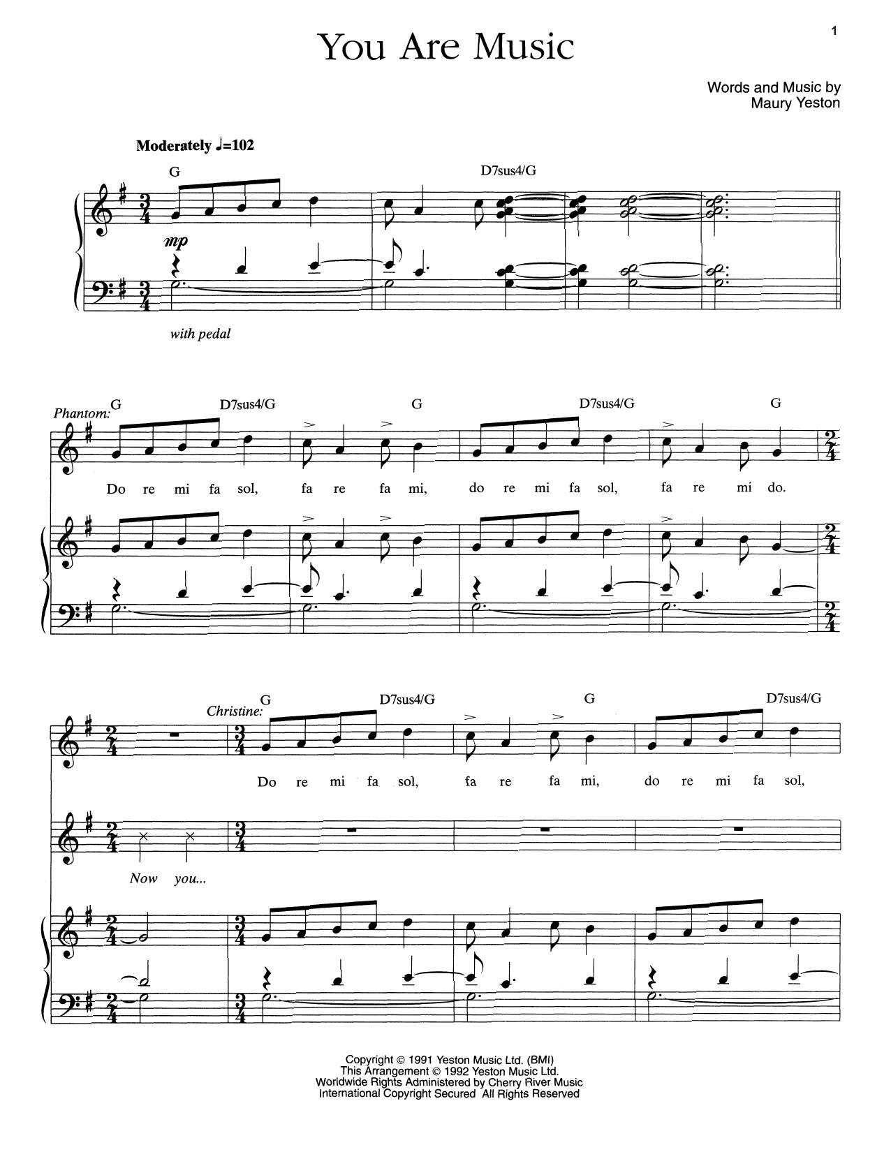 Download Maury Yeston You Are Music Sheet Music and learn how to play Piano & Vocal PDF digital score in minutes