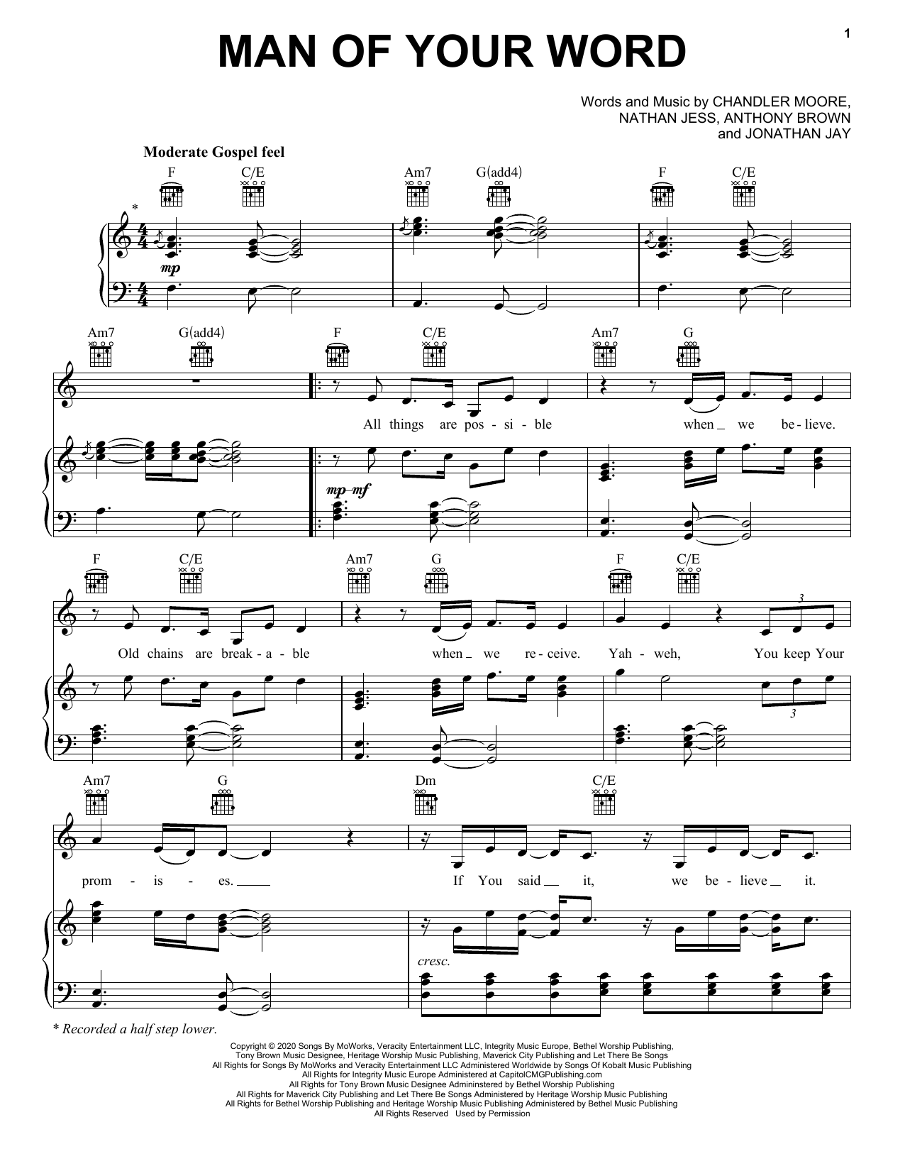 Download Maverick City Music Man Of Your Word (feat. Chandler Moore & KJ Scriven) Sheet Music and learn how to play Piano, Vocal & Guitar Chords (Right-Hand Melody) PDF digital score in minutes