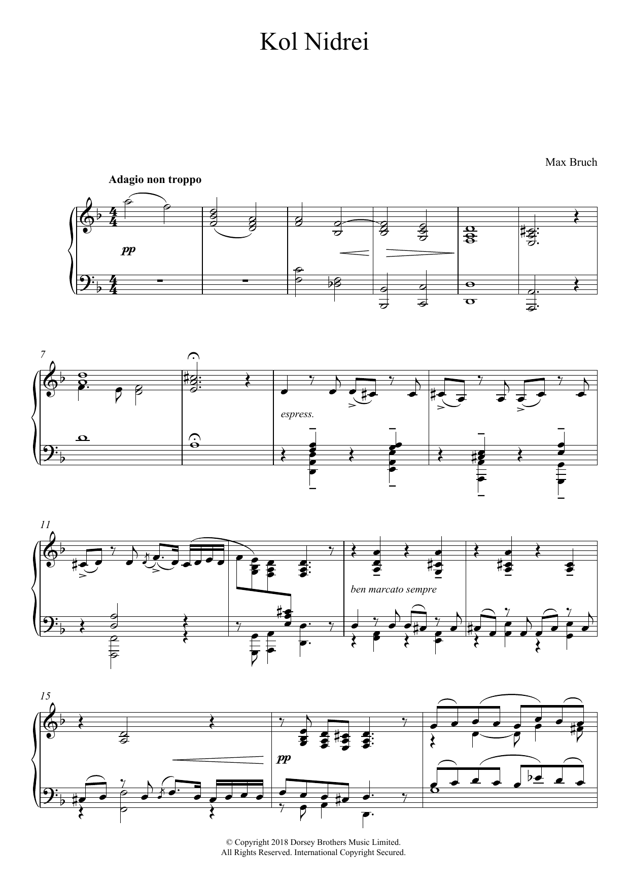 Download Max Bruch Kol Nidrei, Op. 47 Sheet Music and learn how to play Cello and Piano PDF digital score in minutes