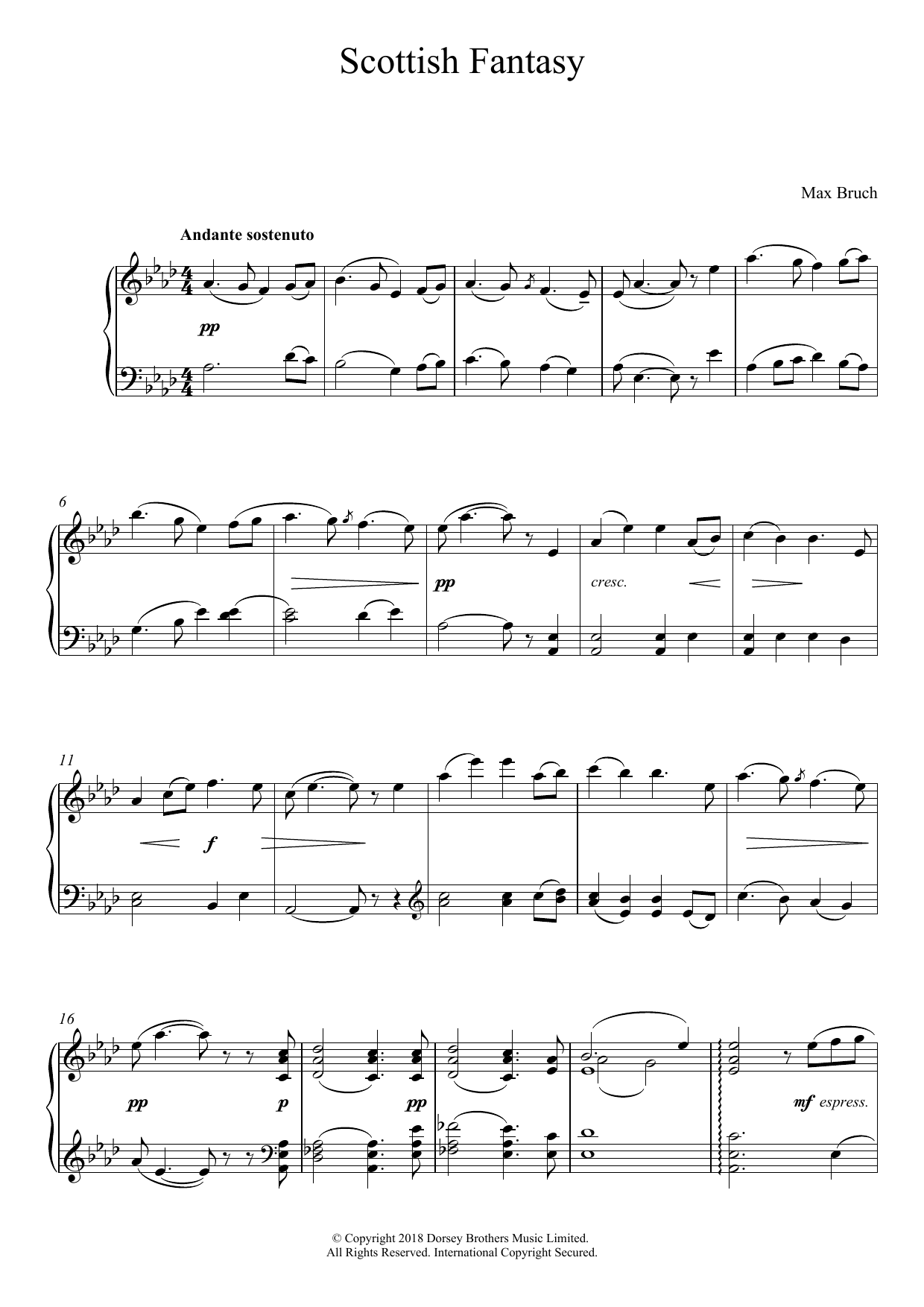 Download Max Bruch Scottish Fantasy, Op. 46 Sheet Music and learn how to play Piano PDF digital score in minutes