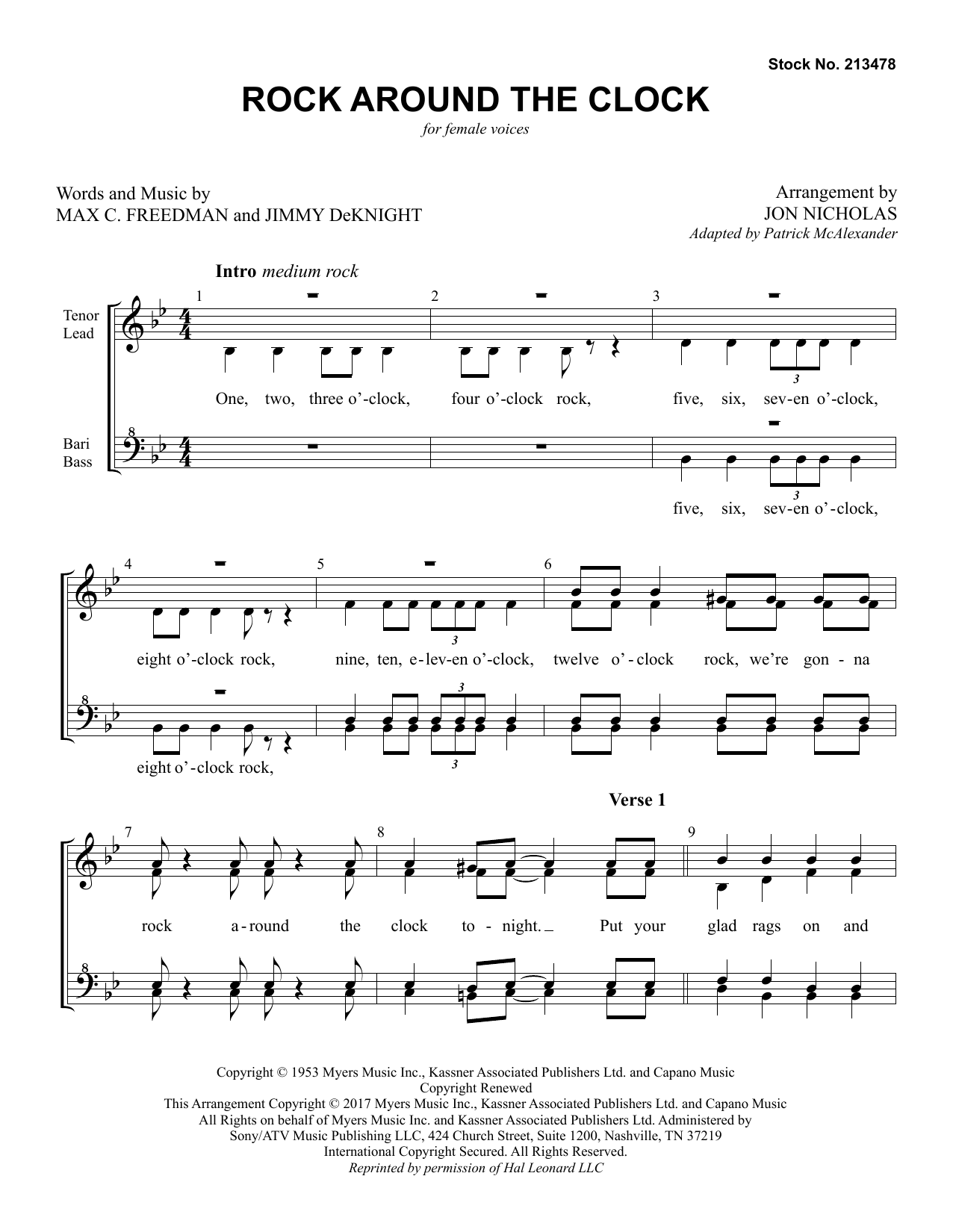 Download Max C. Freedman & Jimmy DeKnight Rock Around The Clock (arr. Jon Nicholas) Sheet Music and learn how to play TTBB Choir PDF digital score in minutes