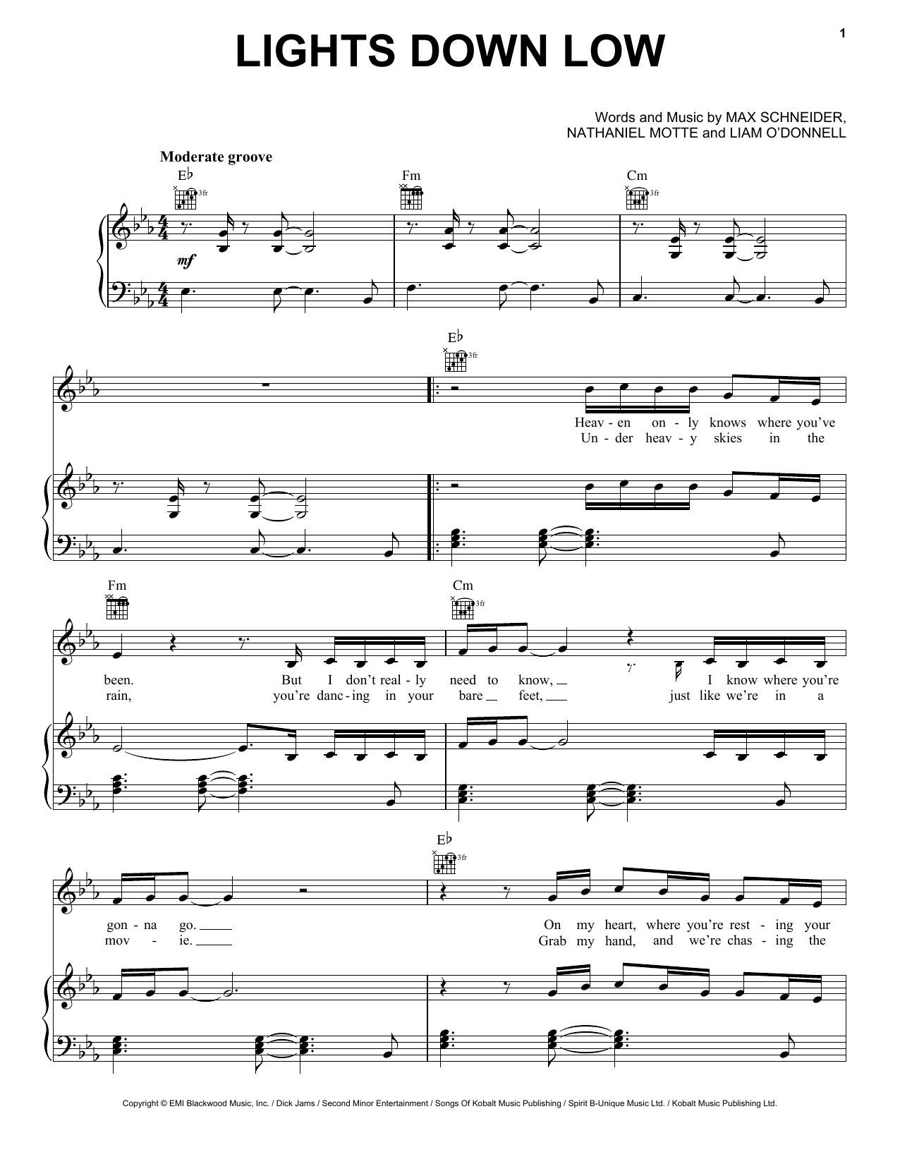 Download MAX Lights Down Low Sheet Music and learn how to play Piano, Vocal & Guitar (Right-Hand Melody) PDF digital score in minutes