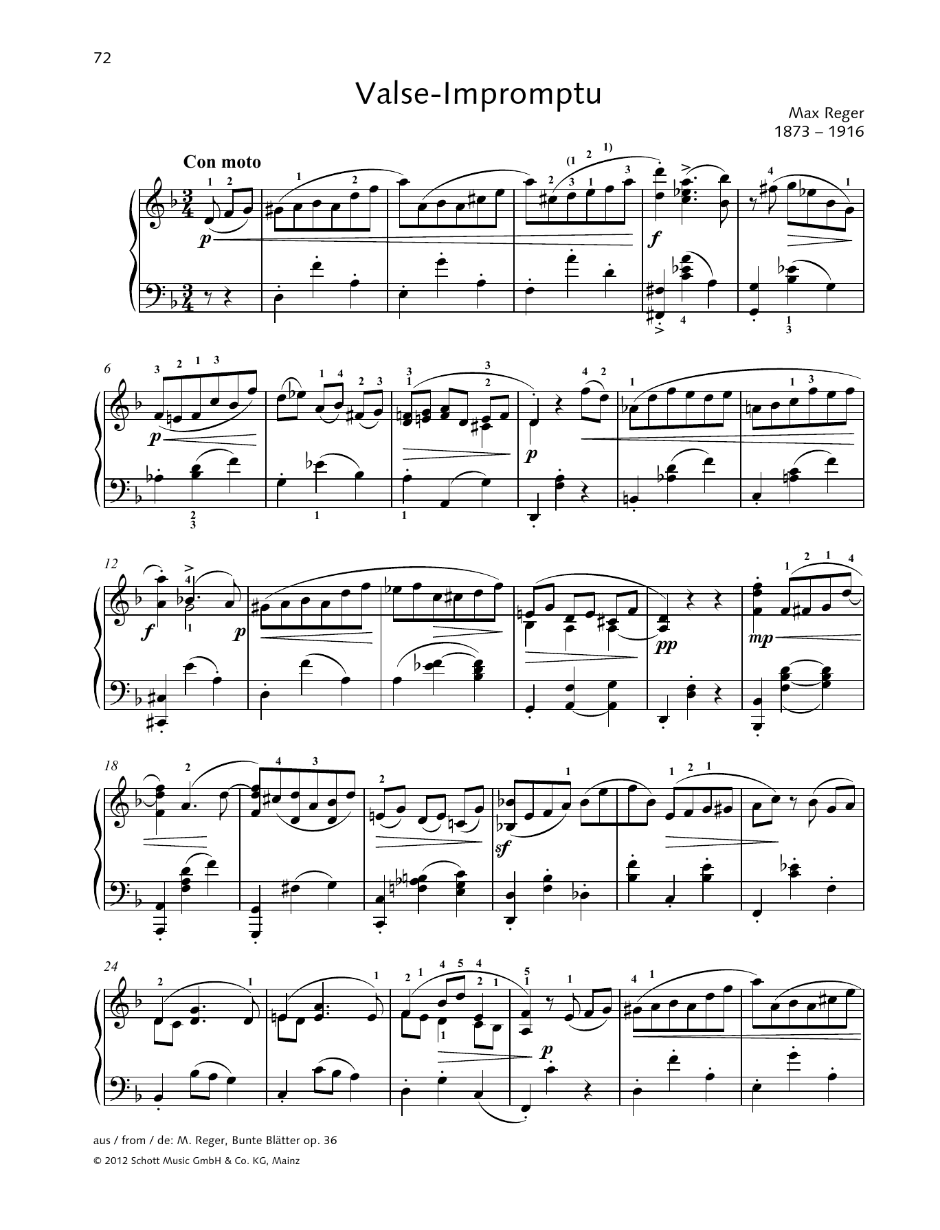 Download Max Reger Valse-Impromptu Sheet Music and learn how to play Piano Solo PDF digital score in minutes