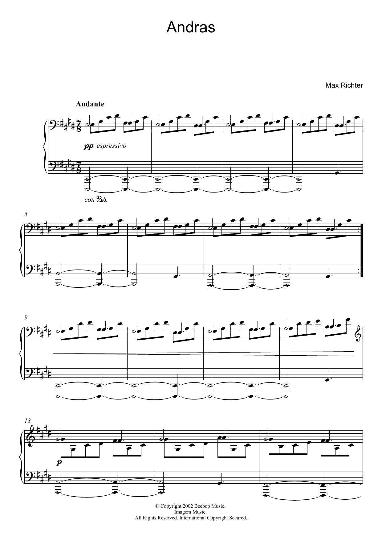 Download Max Richter Andras Sheet Music and learn how to play Piano PDF digital score in minutes