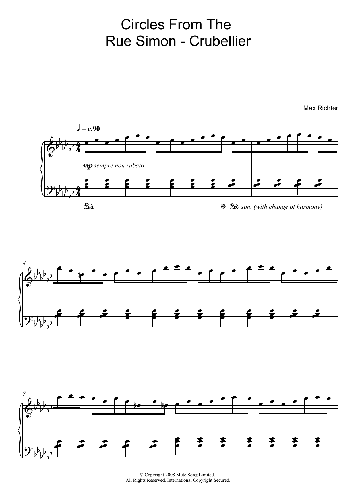 Download Max Richter Circles From The Rue Simon-Crubellier Sheet Music and learn how to play Piano PDF digital score in minutes