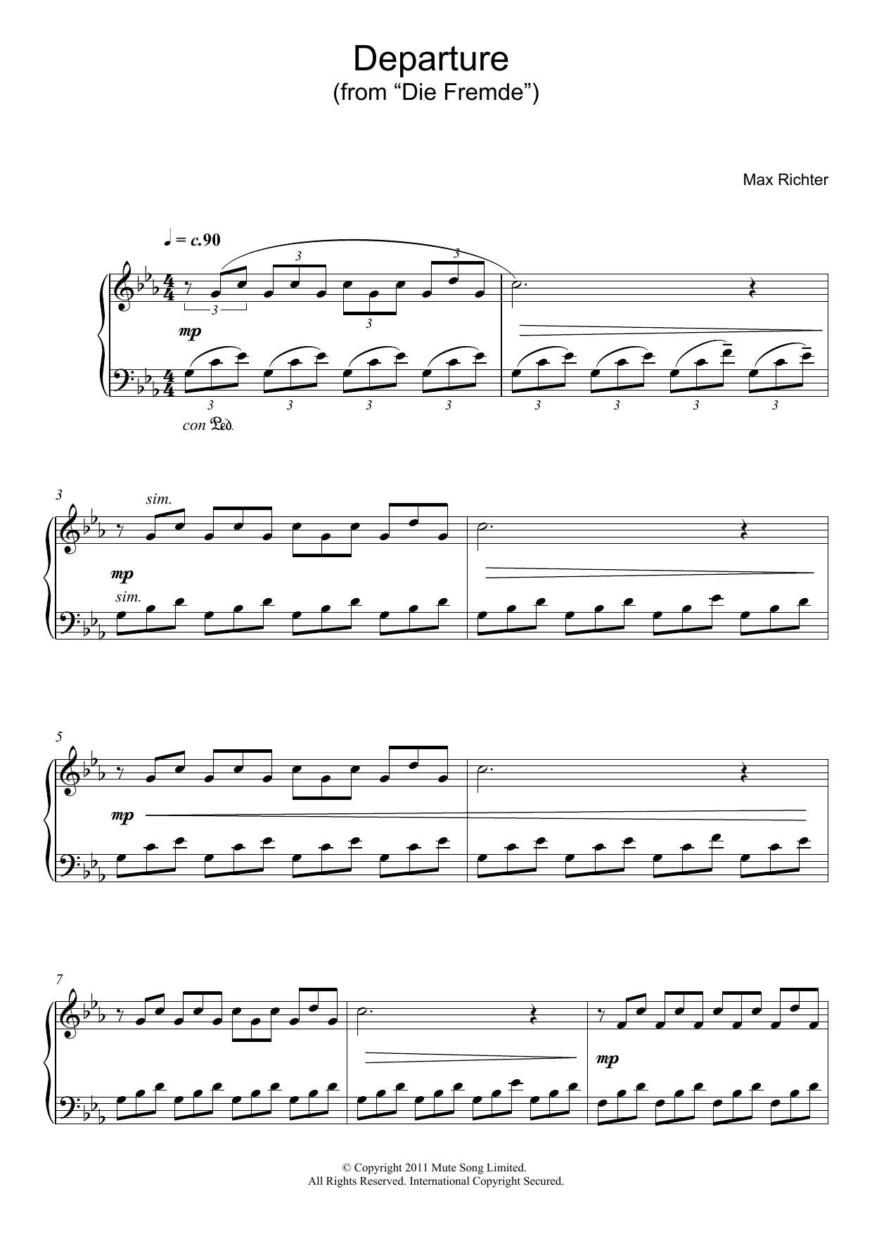 Download Max Richter Departure (from “Die Fremde”) Sheet Music and learn how to play Piano PDF digital score in minutes