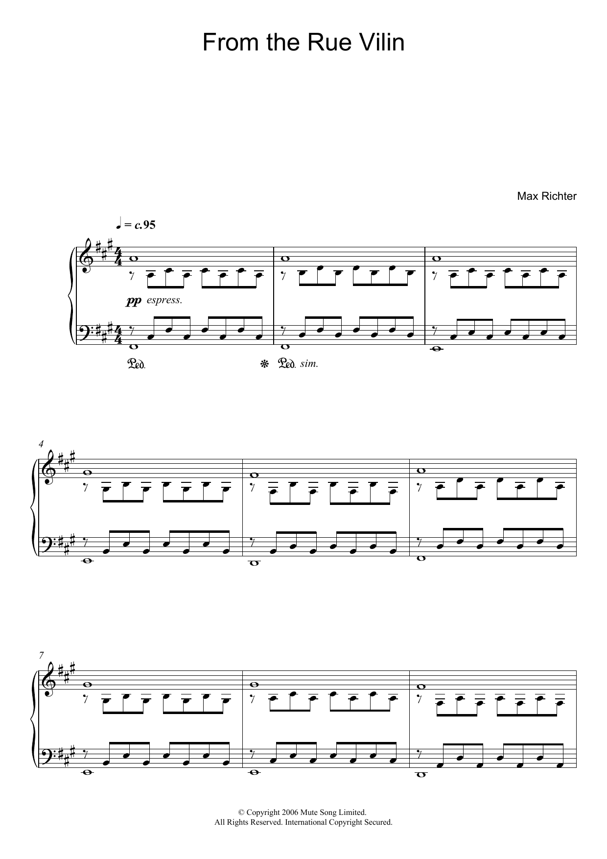 Download Max Richter From The Rue Vilin Sheet Music and learn how to play Piano PDF digital score in minutes