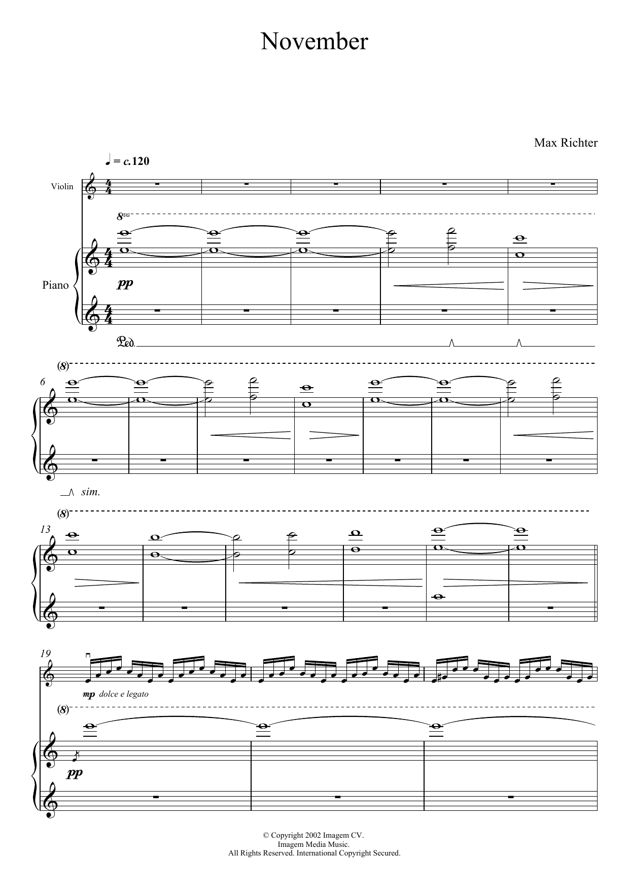 Download Max Richter November Sheet Music and learn how to play Violin Solo PDF digital score in minutes