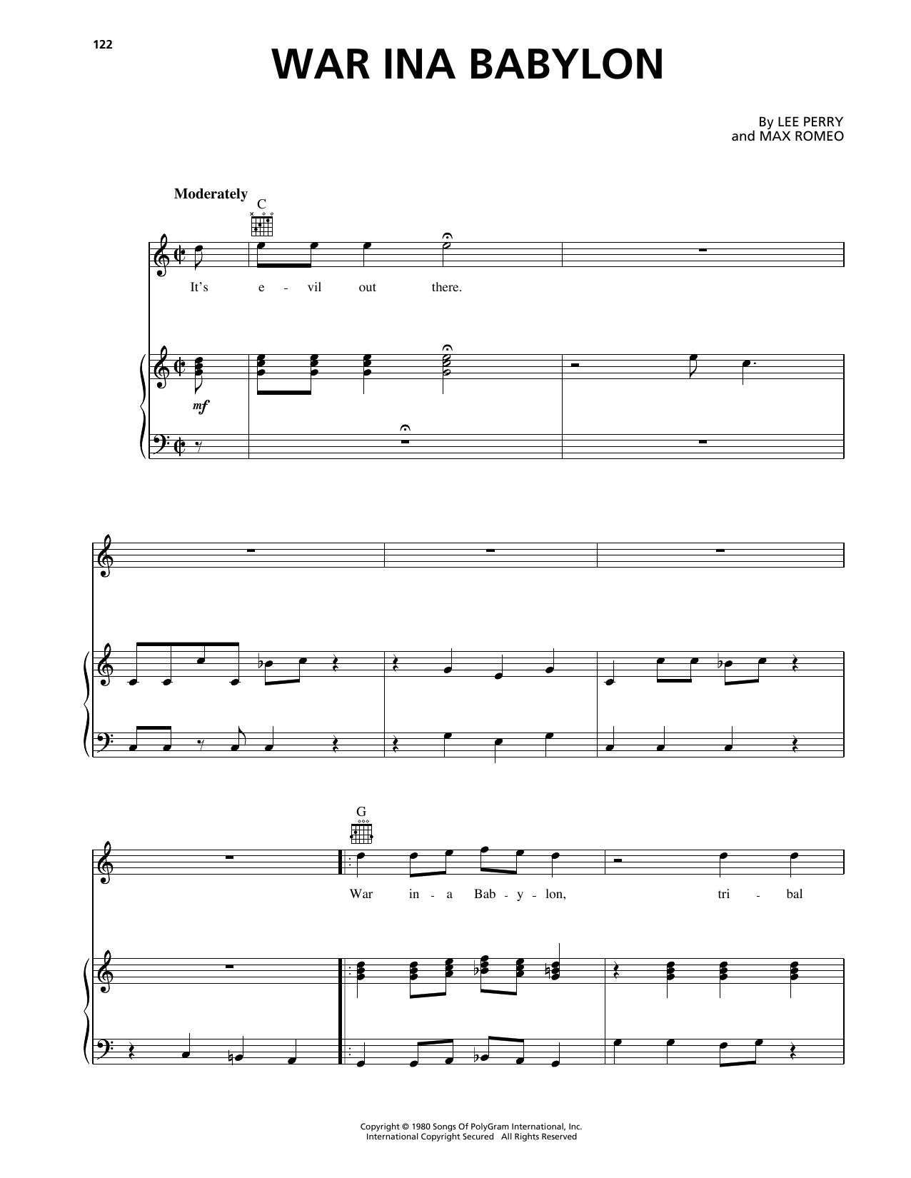 Download Max Romeo War Ina Babylon Sheet Music and learn how to play Piano, Vocal & Guitar Chords (Right-Hand Melody) PDF digital score in minutes