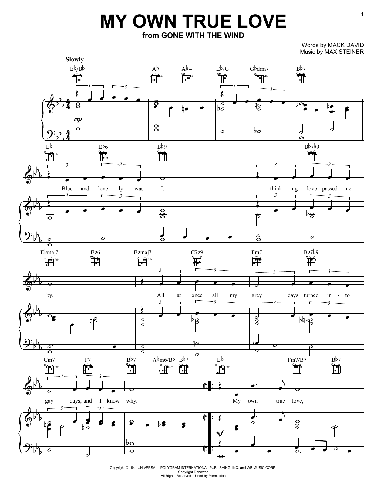 Download Max Steiner My Own True Love Sheet Music and learn how to play Harp PDF digital score in minutes