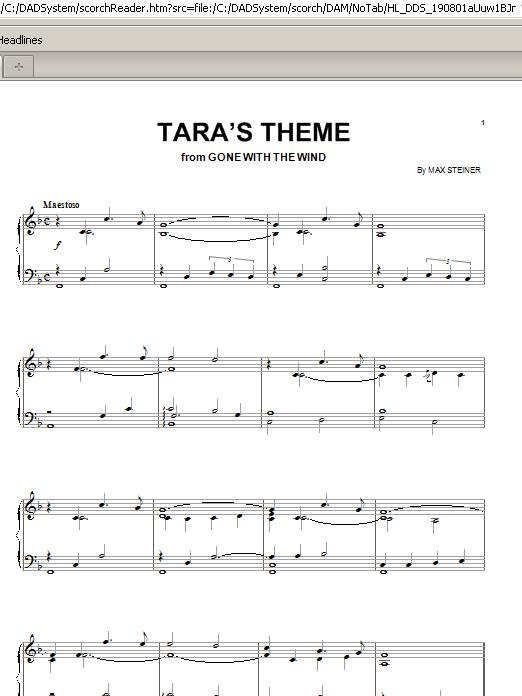 Download Max Steiner Tara's Theme Sheet Music and learn how to play Piano, Vocal & Guitar (Right-Hand Melody) PDF digital score in minutes