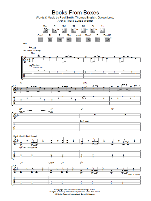 Download Maximo Park Books From Boxes Sheet Music and learn how to play Guitar Tab PDF digital score in minutes