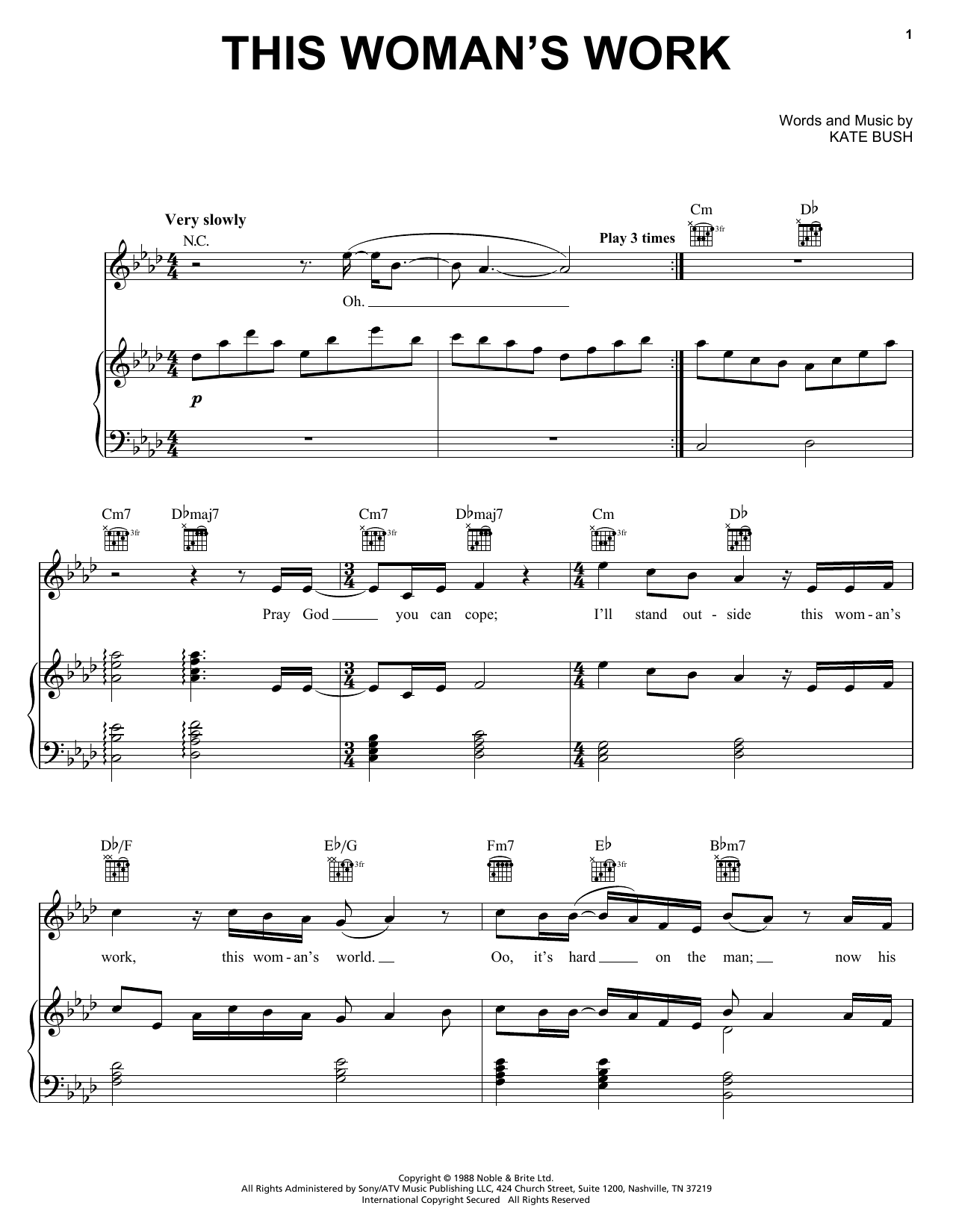 Download Maxwell This Woman's Work Sheet Music and learn how to play Piano, Vocal & Guitar (Right-Hand Melody) PDF digital score in minutes