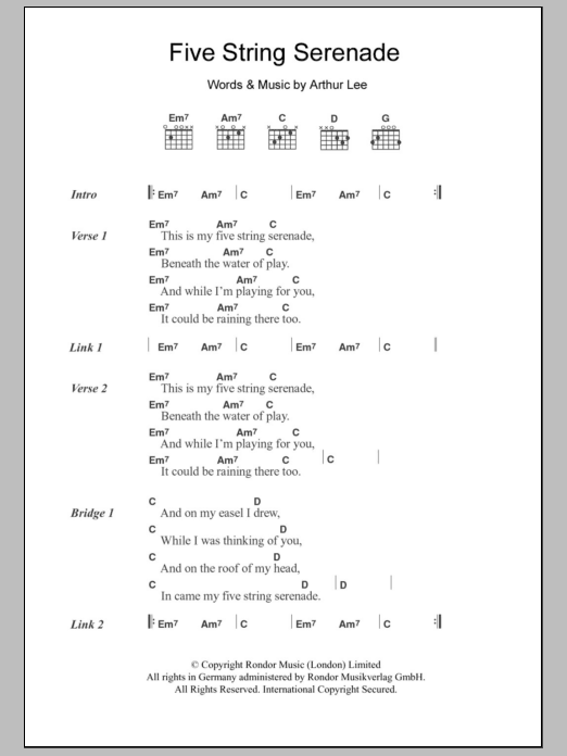 Download Mazzy Star Five String Serenade Sheet Music and learn how to play Lyrics & Chords PDF digital score in minutes