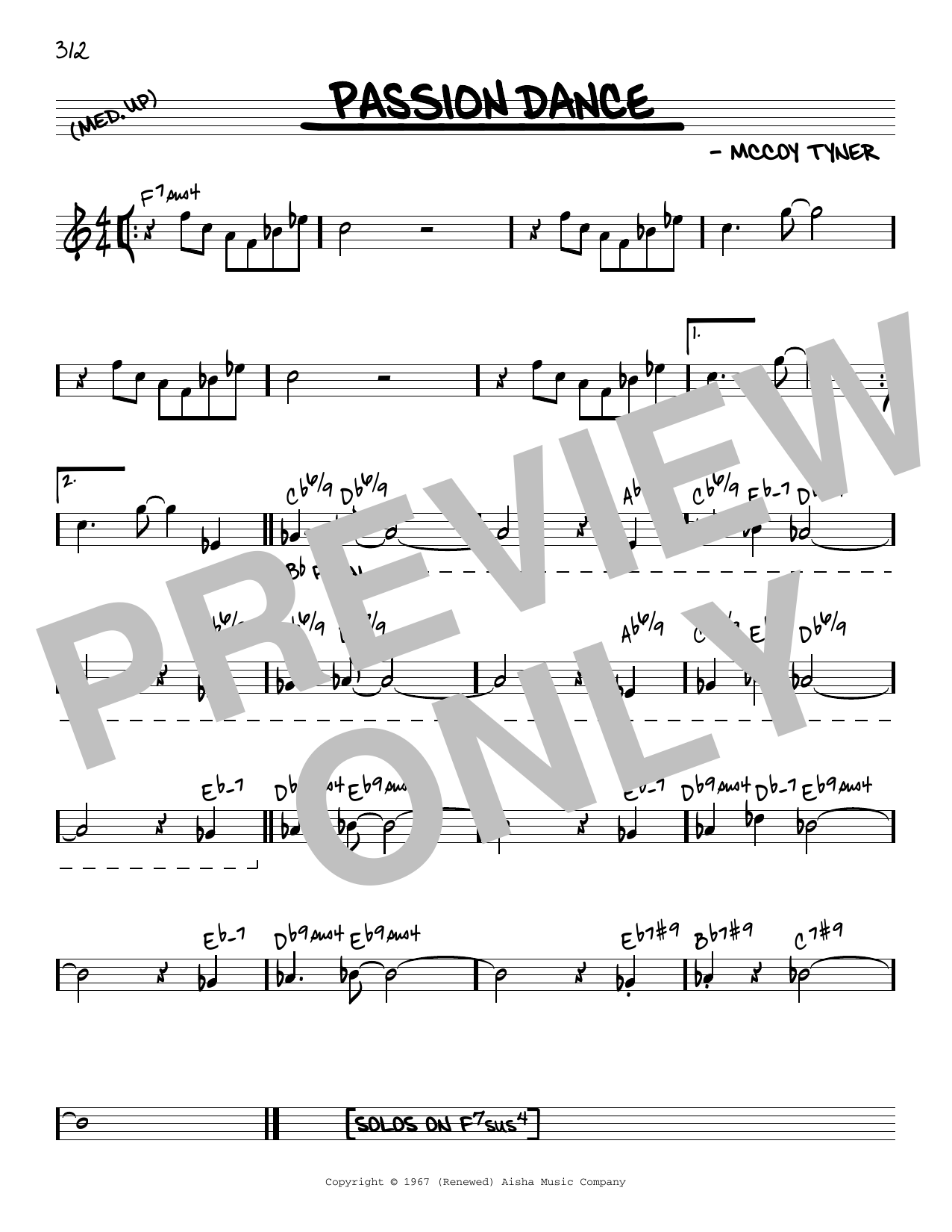 Download McCoy Tyner Passion Dance [Reharmonized version] (arr. Jack Grassel) Sheet Music and learn how to play Real Book – Melody & Chords PDF digital score in minutes