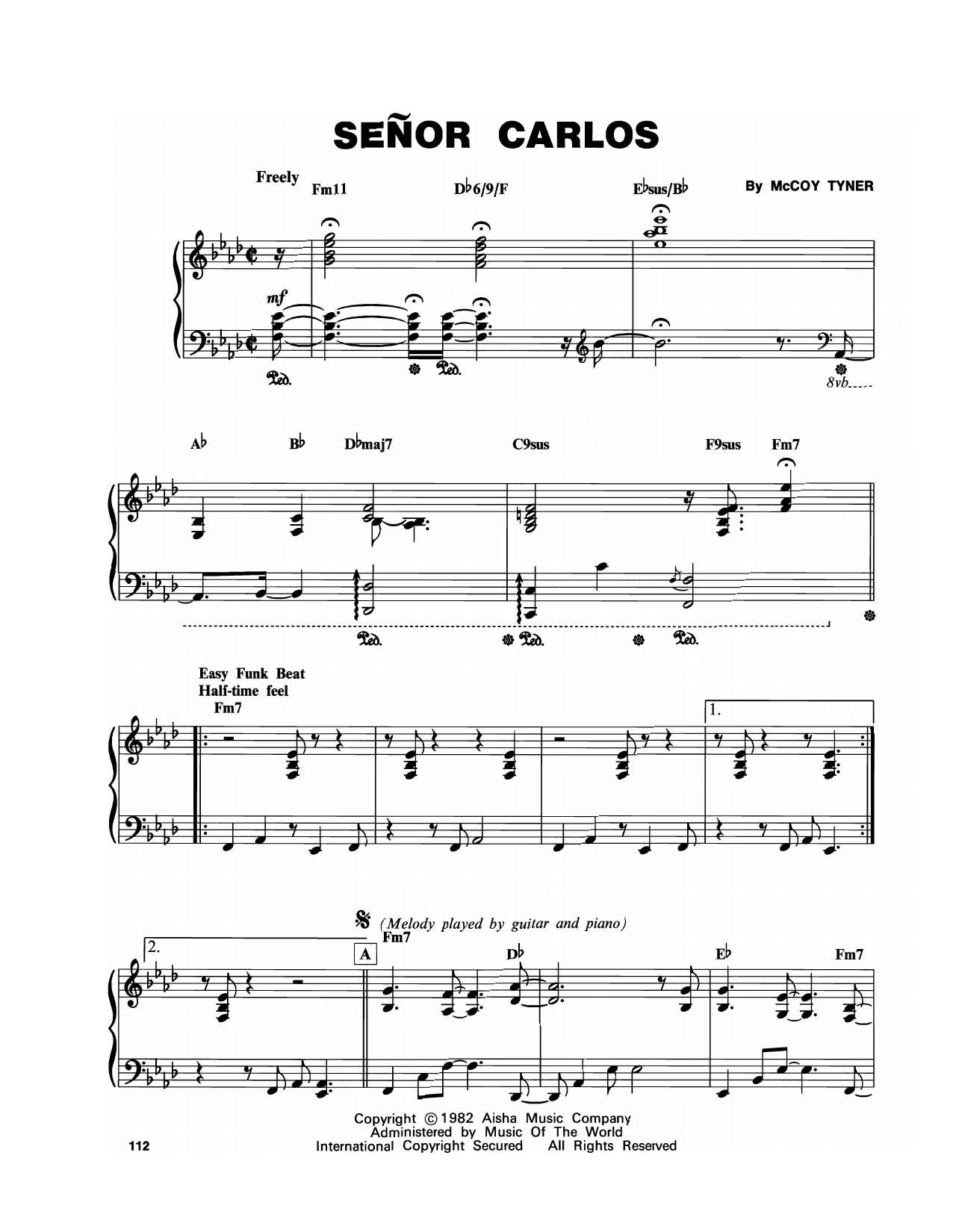 Download McCoy Tyner Senor Carlos Sheet Music and learn how to play Piano Transcription PDF digital score in minutes