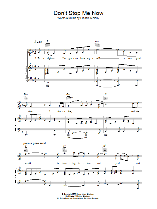 Download McFly Don't Stop Me Now Sheet Music and learn how to play Piano, Vocal & Guitar PDF digital score in minutes