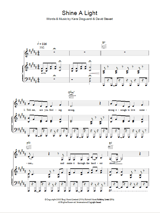 Download McFly Shine A Light (feat. Taio Cruz) Sheet Music and learn how to play Piano, Vocal & Guitar (Right-Hand Melody) PDF digital score in minutes