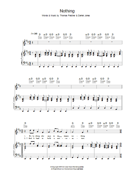 Download McFly Nothing Sheet Music and learn how to play Piano, Vocal & Guitar (Right-Hand Melody) PDF digital score in minutes