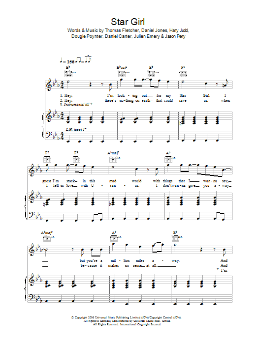 Download McFly Star Girl Sheet Music and learn how to play Beginner Piano PDF digital score in minutes