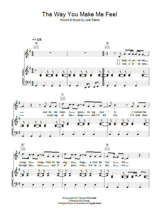 Download McFly The Way You Make Me Feel Sheet Music and learn how to play Piano, Vocal & Guitar PDF digital score in minutes