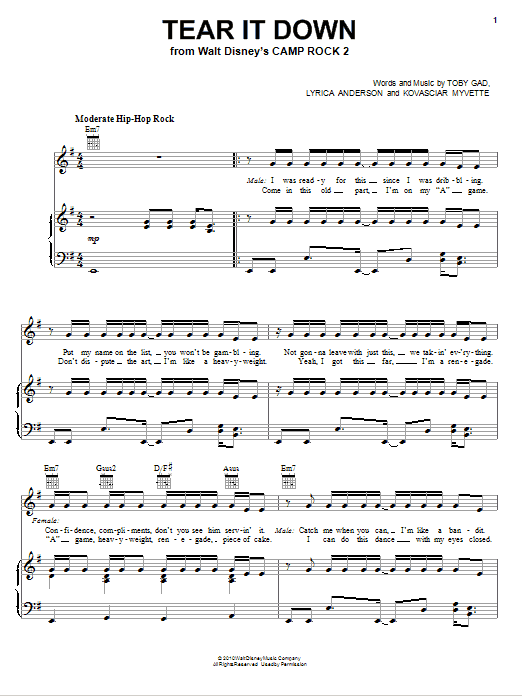 Download Meaghan Martin Tear It Down Sheet Music and learn how to play Piano, Vocal & Guitar (Right-Hand Melody) PDF digital score in minutes