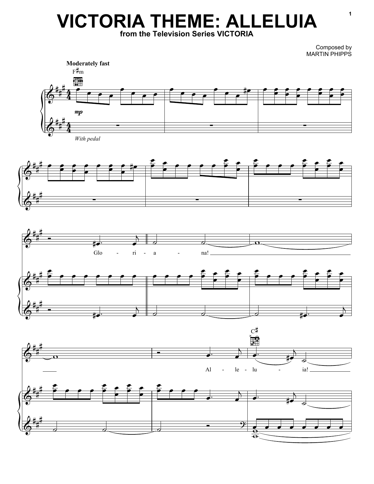 Download Mediaeval Baebes Victoria Theme: Alleluia Sheet Music and learn how to play Piano, Vocal & Guitar (Right-Hand Melody) PDF digital score in minutes
