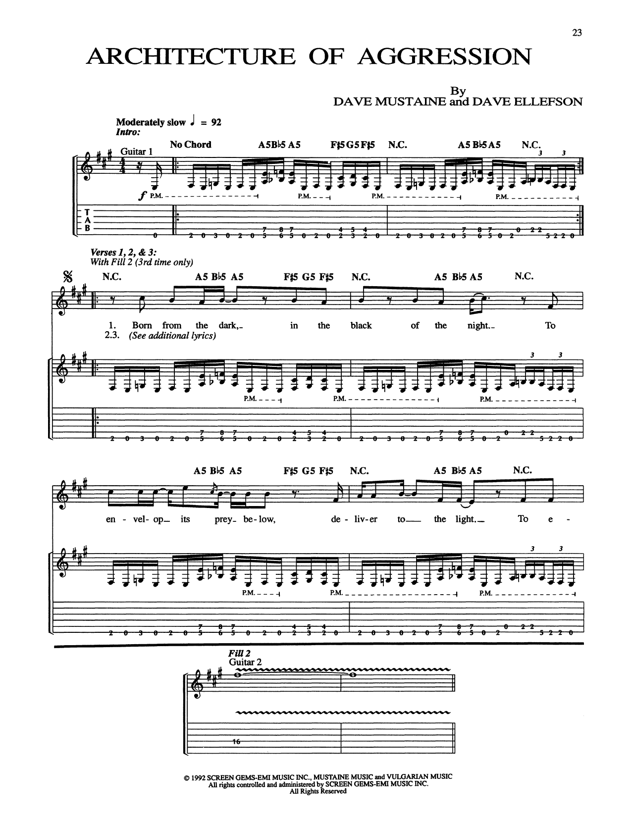 Download Megadeth Architecture Of Aggression Sheet Music and learn how to play Guitar Tab PDF digital score in minutes