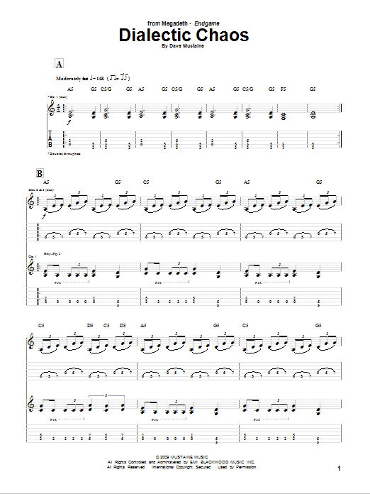 Download Megadeth Dialectic Chaos Sheet Music and learn how to play Guitar Tab PDF digital score in minutes