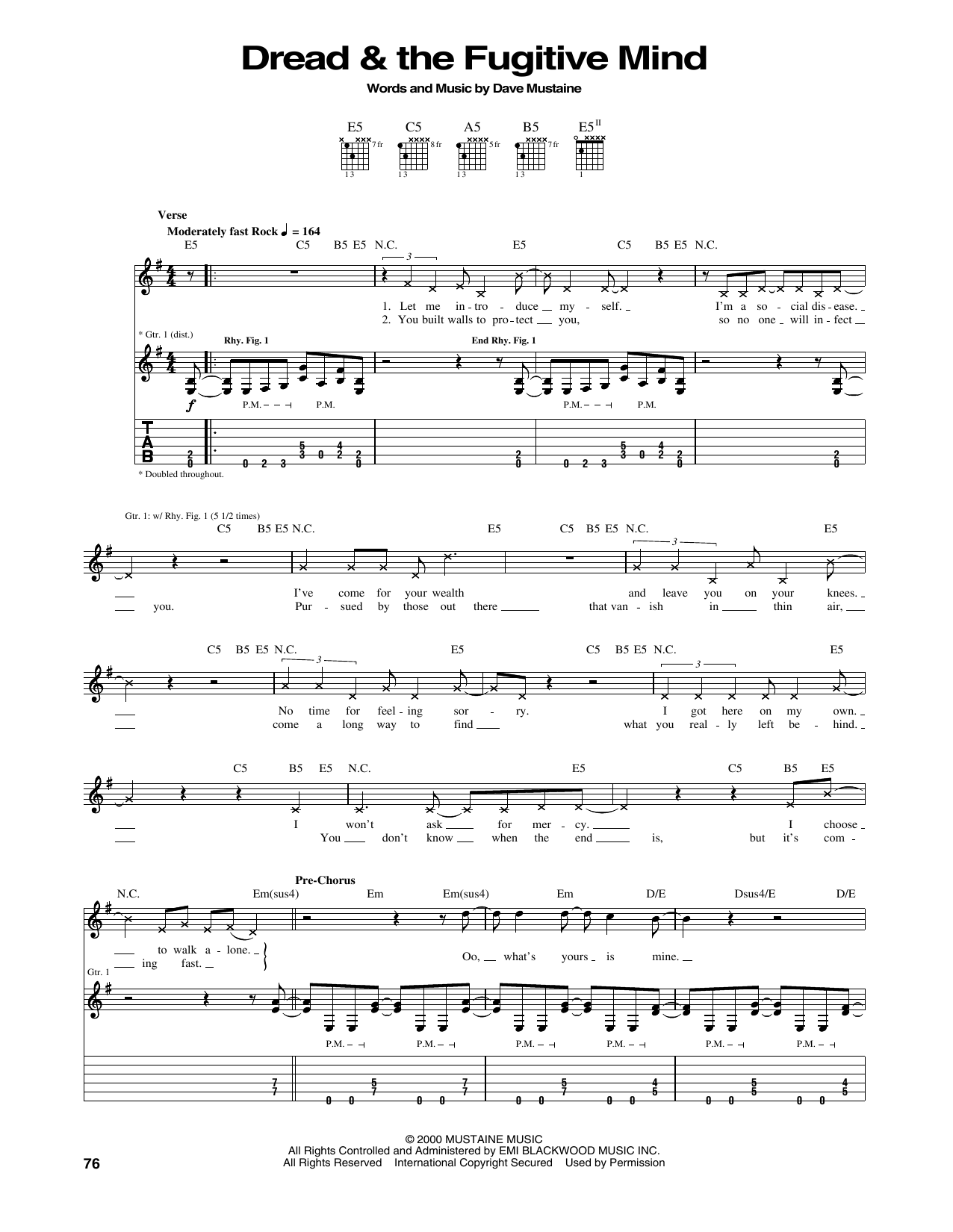 Download Megadeth Dread & The Fugitive Mind Sheet Music and learn how to play Guitar Tab PDF digital score in minutes