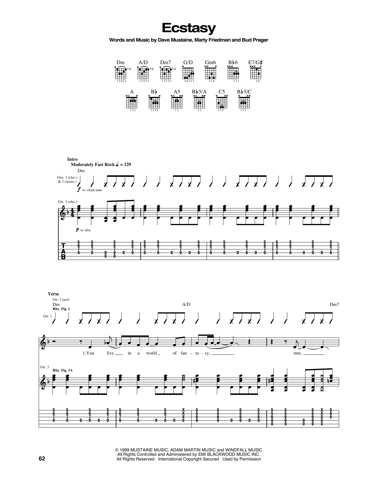 Download Megadeth Ecstasy Sheet Music and learn how to play Guitar Tab PDF digital score in minutes