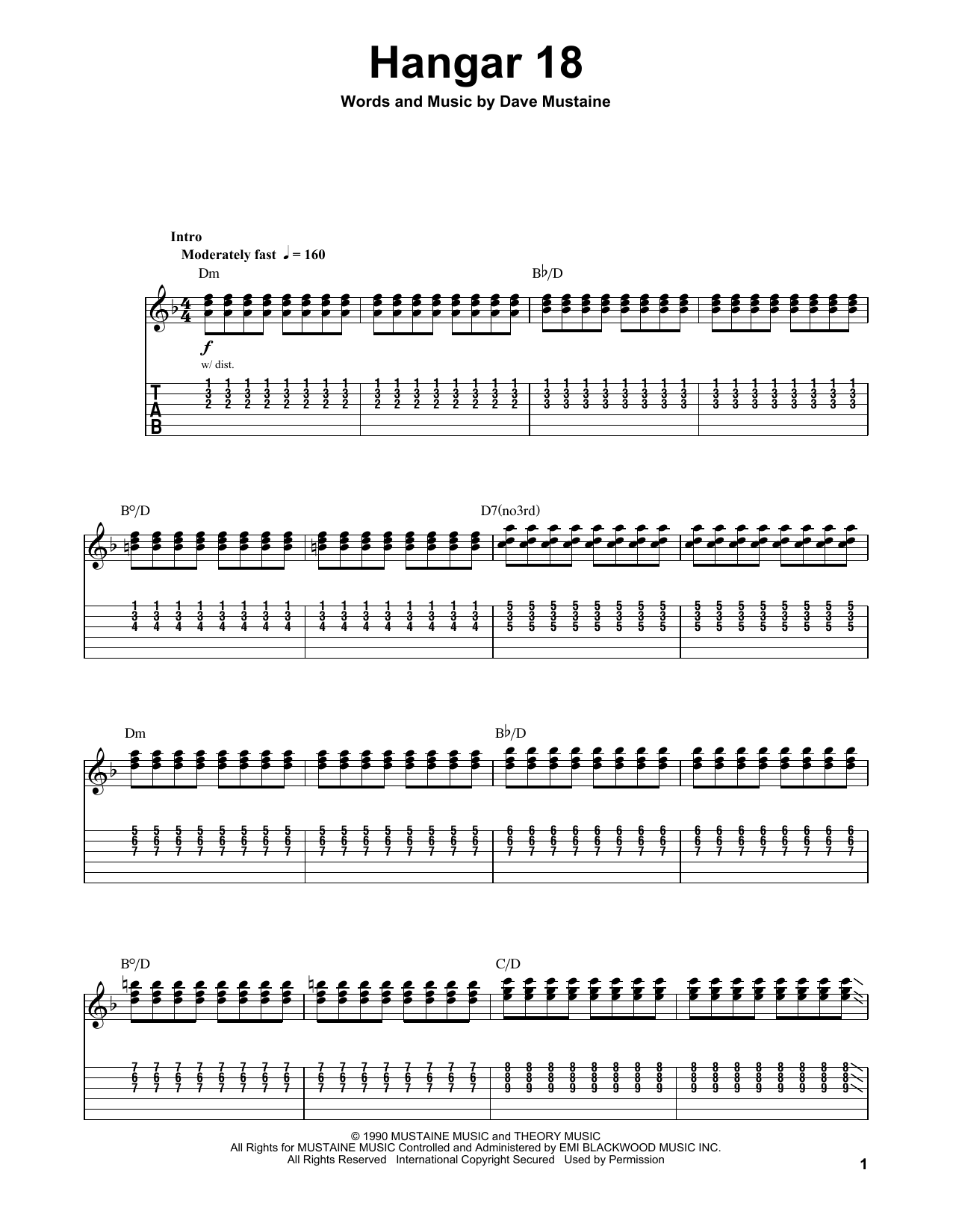 Download Megadeth Hangar 18 Sheet Music and learn how to play Bass Guitar Tab PDF digital score in minutes