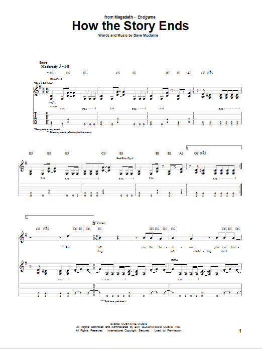 Download Megadeth How The Story Ends Sheet Music and learn how to play Guitar Tab PDF digital score in minutes