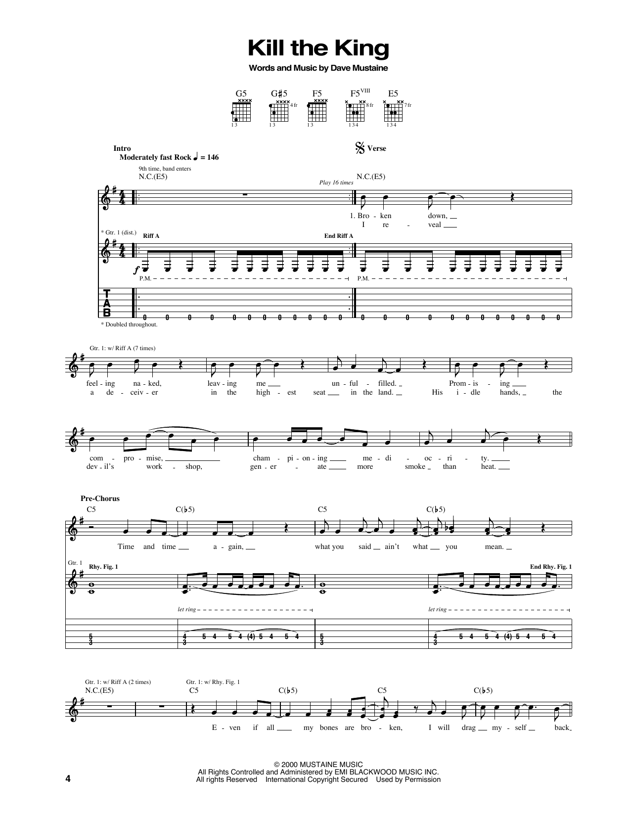 Download Megadeth Kill The King Sheet Music and learn how to play Guitar Tab PDF digital score in minutes