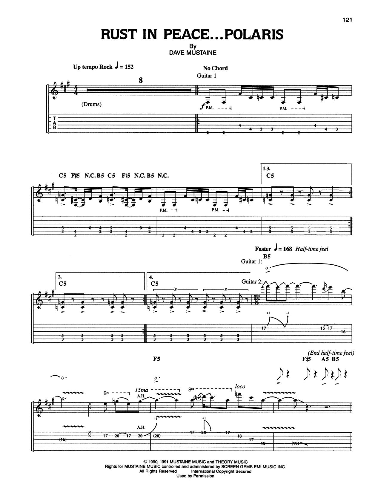 Download Megadeth Rust In Peace...Polaris Sheet Music and learn how to play Guitar Tab PDF digital score in minutes