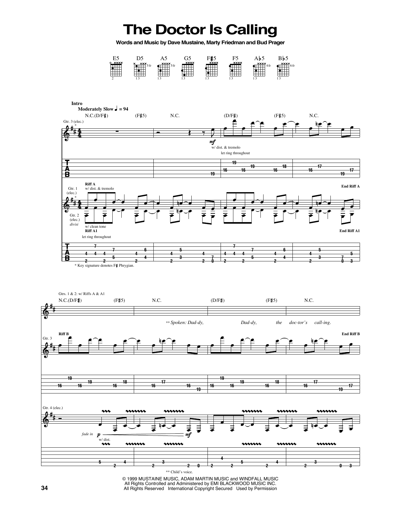 Download Megadeth The Doctor Is Calling Sheet Music and learn how to play Guitar Tab PDF digital score in minutes