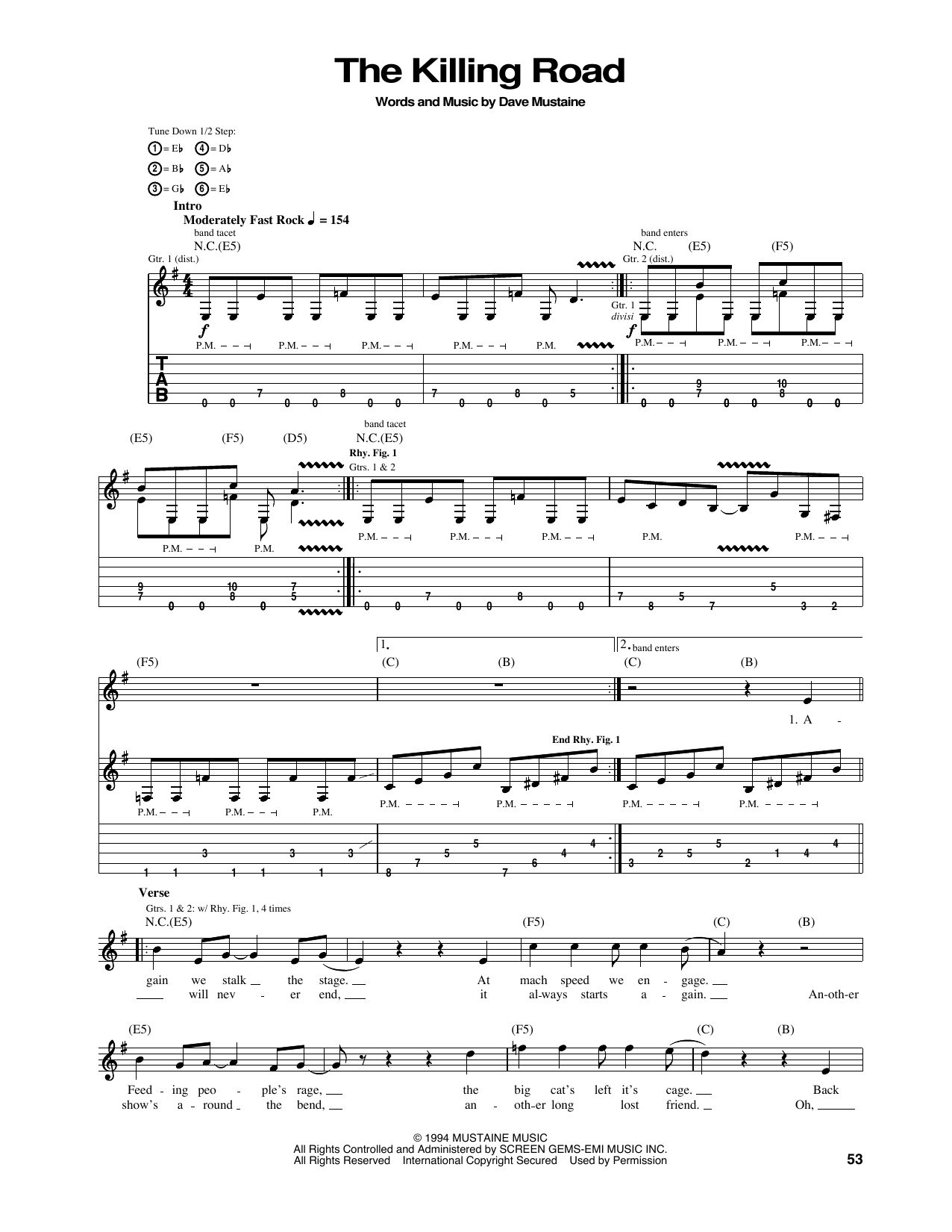 Download Megadeth The Killing Road Sheet Music and learn how to play Guitar Tab PDF digital score in minutes