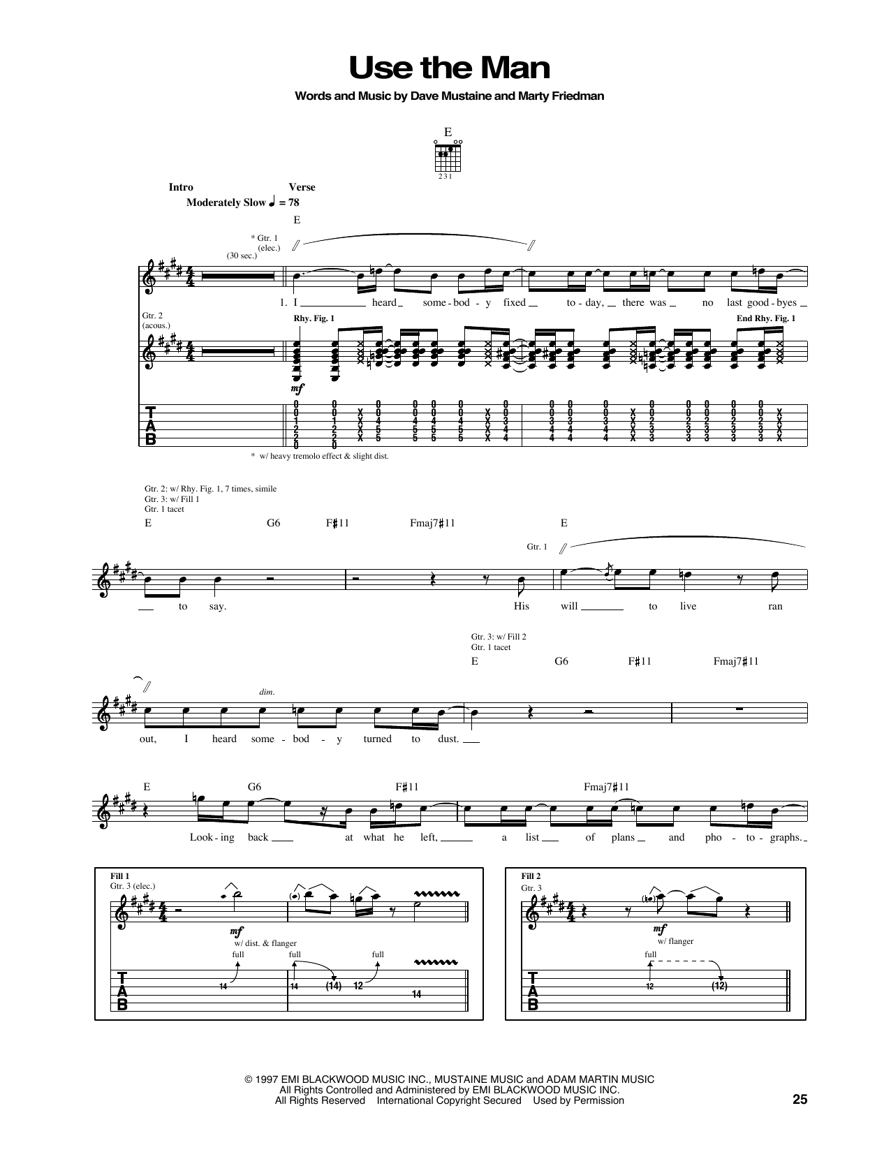 Download Megadeth Use The Man Sheet Music and learn how to play Guitar Tab PDF digital score in minutes