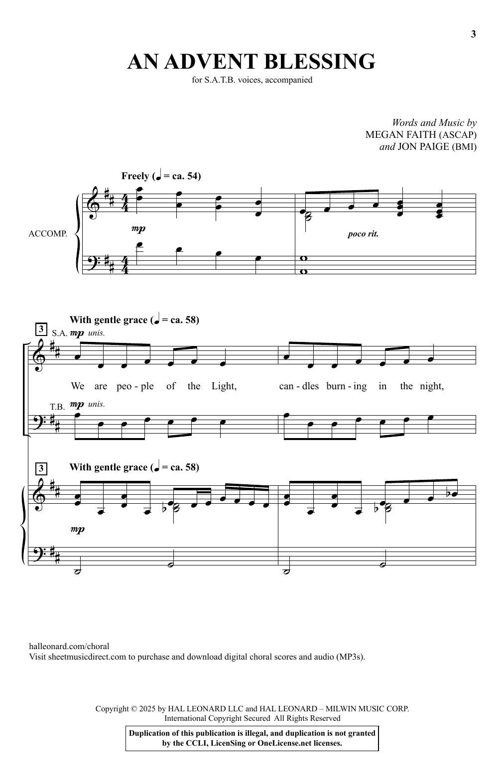 Download Megan Faith and Jon Paige An Advent Blessing Sheet Music and learn how to play SATB Choir PDF digital score in minutes