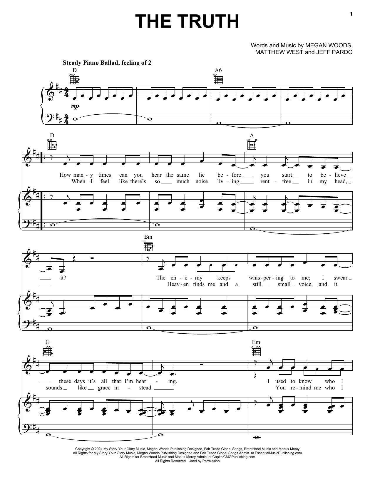 Download Megan Woods The Truth Sheet Music and learn how to play Super Easy Piano PDF digital score in minutes