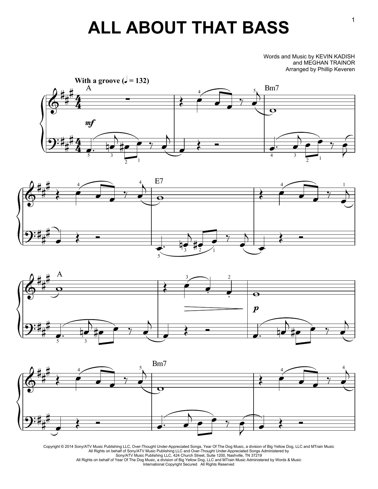 Download Meghan Trainor All About That Bass Sheet Music and learn how to play Easy Piano PDF digital score in minutes