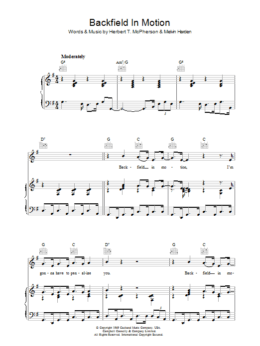 Download Mel & Tim Backfield In Motion Sheet Music and learn how to play Piano, Vocal & Guitar (Right-Hand Melody) PDF digital score in minutes