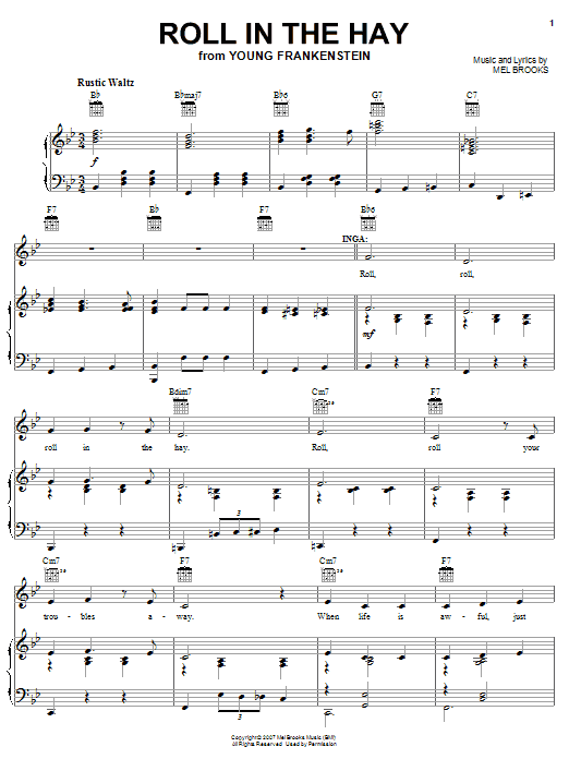 Download Mel Brooks Roll In The Hay Sheet Music and learn how to play Piano, Vocal & Guitar (Right-Hand Melody) PDF digital score in minutes